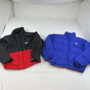 Triple FAT Goose Down Black Purple Liner Puffer Jacket Coat Ski Sz L 1990s